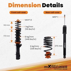 Coilovers for VW Golf MK4 FWD 1997-2007, for VW Beetle FWD 1998-2010, for VW