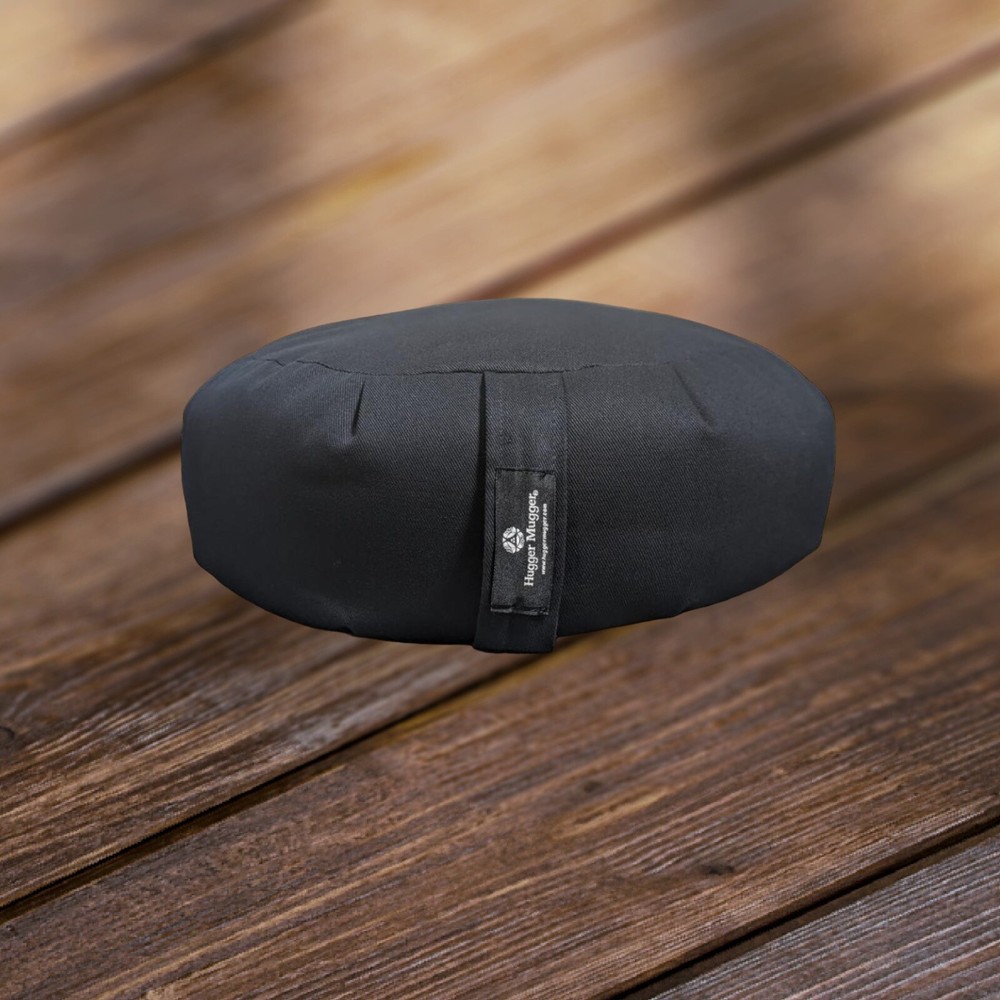 Hugger Mugger Zafu Meditation Yoga Zen Cushion Black Round 15in Husk USA