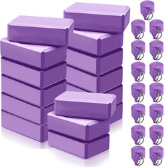 Wettarn 15 Pack Non-Slip Yoga Block and Strap Set for Stretching
