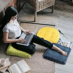 2 Pack Large Square and Round Floor Cushions for Adults Meditation Floor Green