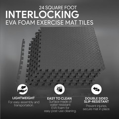 BalanceFrom Puzzle Exercise Mat – 24 Sq Ft Interlocking Foam Tiles