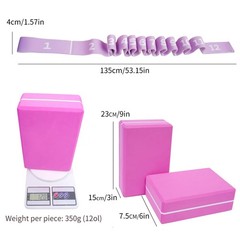 Yoga Blocks Set of 2 with 12 Loop Stretch Band and Carry Bag, Heavier High De…
