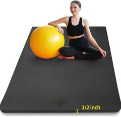 Large TPE Yoga Mat 6x4x1/2 Inch Extra Thick Non Slip Exercise