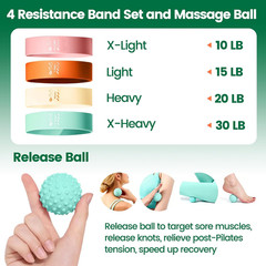 Pilates Equipment Kit with Smart Counter Ring – 14″ Pilates Ring and Ball Set wi
