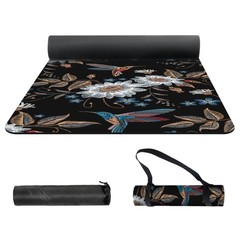 Yoga Mat Print Extra Thick TPE Non Slip Fitness Exercise Mat with Carrying Ba…