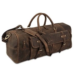 Leather Duffel Bag 28 inch Large Travel Bag Gym Distressed Tan Shoe Pocket