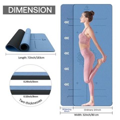 Yoga Mat Non Slip TPE Thick Yoga Mat with Alignment Mark, Large Size 72″L x 3…