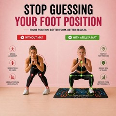 Non-Slip Squat Mat with Foot Position with Number & Color-Coded, 31.5” X