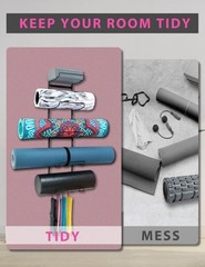 Metal Yoga Mat Hanger – Wall-Mounted Storage Rack with Hooks