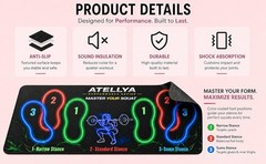 Non-Slip Squat Mat with Foot Position with Number & Color-Coded, 31.5” X