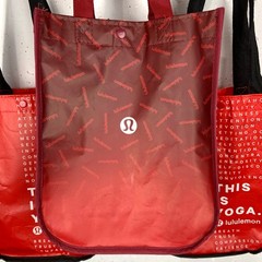 Lululemon Signature Logo Tote Bags Set of Three Red Black Double Handle Small