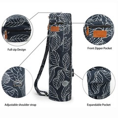 Canvas Yoga Mat Bag with Adjustable Strap & Pockets, Full-Zip Travel Gym Tote…