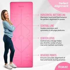 Robust TPE Non-Slip Yoga Mat-1/4 Inch Thick Exercise Mat with Posit… Fast Ship