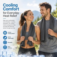 Cooling Towel 43.3″ x 15.7″ – Ice Sweat for Neck 43.3″X15.7″, Dark-gray