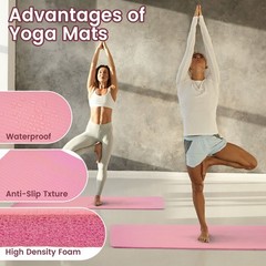 Fitvids 1/2″ Thick High Density Exercise Yoga Mat, Carrying Strap, Pink (Used)