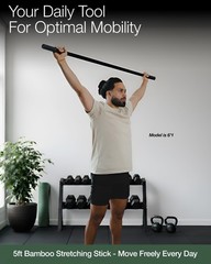 5ft Bamboo Yoga Stick for Flexibility & Mobility – Stretching Equipment with 20+
