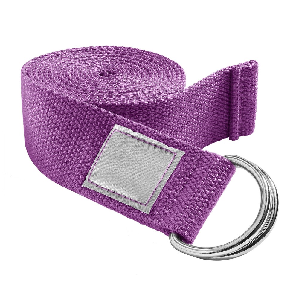 7-1/2′ Woven Cotton Blend Yoga Strap – Stretching Exercise Prop Belt – Purple