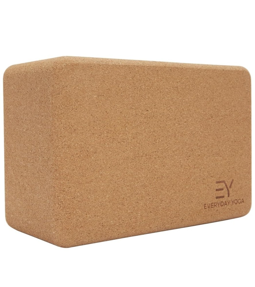 Everyday Yoga Cork Yoga Block 4 Inch, Durable Support Block, Smooth Beveled E…