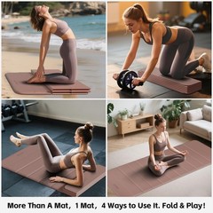 LVME Foldable Yoga Mat, Extra Thick 10mm, 76″x26″Extra Long | 12-Fold Design,…