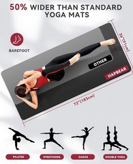 Large Yoga Mat – 72″x36″x6mm 1/4 inch, Extra Wide Non-Slip Exercise Mat for H…