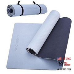 Yoga Mat Non Slip, Anti-Tear 1/4 Thick TPE Yoga Mats for Women and Men, Gray