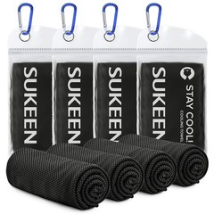 Sukeen [4 Pack Cooling Towel (40″x12″), Soft Breathable 40″ x 12″, Black