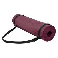 Fitvids 1/2″ Thick High Density Exercise Yoga Mat, Carrying Strap, Deep Wine