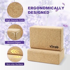 2 Pack Cork Yoga Blocks , Fine-Grain Pilates Block, Yoga Blocks Non-Slip&Anti…