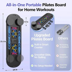 Pilates Board, Portable Pilates Reformer Machine for Home Workout, Easy-to-Use P