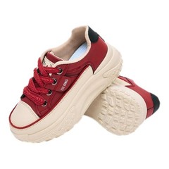 Sneakers for Women,Lace Up Thick Soled Non Slip Sports Shoes, Breathable, 9 Red