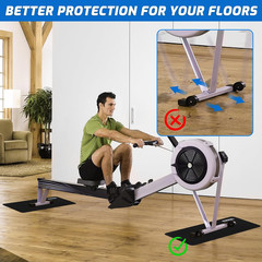 2PCS Rowing Machine Mats, 30″X12″ Non-Slip Mat Protect Hardwood Floor Carpet, Fi