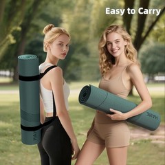 Yoga Mat High Density Exercise Mat, 76″x32″x0.27″Thick Wide & Large Yoga Mat …