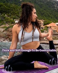 Instructional Travel Yoga Mat with 75 Asanas Poses & Exercises – Purple/Blue