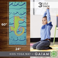 Gaiam Kids Yoga Mat 60×24 Non Slip Exercise Play Mat 3mm Thick for Toddlers