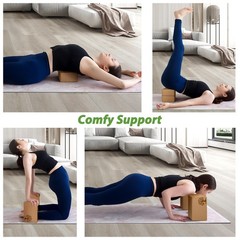 Natural Cork Yoga Blocks 2-Pack Set, Non-Slip Eco-Friendly Accessories for Yoga,
