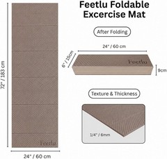 Foldable Yoga Mat 6-12mm Support, Non-Slip, Lightweight, 72×24 Inch
