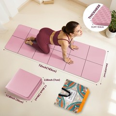 Foldable Yoga Mat Thick Non-Slip Exercise Mat – Packable Travel Fitness Mat w…