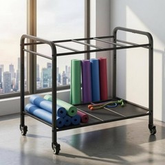 Exercise Mat Storage Rack Freestanding Rolling Gym Storage Rack with Wheels