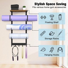Yoga Mat Holder Wall Mount, Yoga Mats Storage Rack, Home Gym Wall Organizer H…
