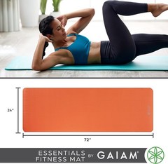 GAIAM Extra Thick 10MM Yoga Black Fitness Mat Non-Slip New W/ Carry strap