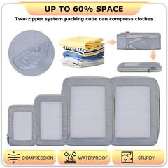 4 Set Ultralight Compression Packing Cubes Travel for Suitcases ，Compress