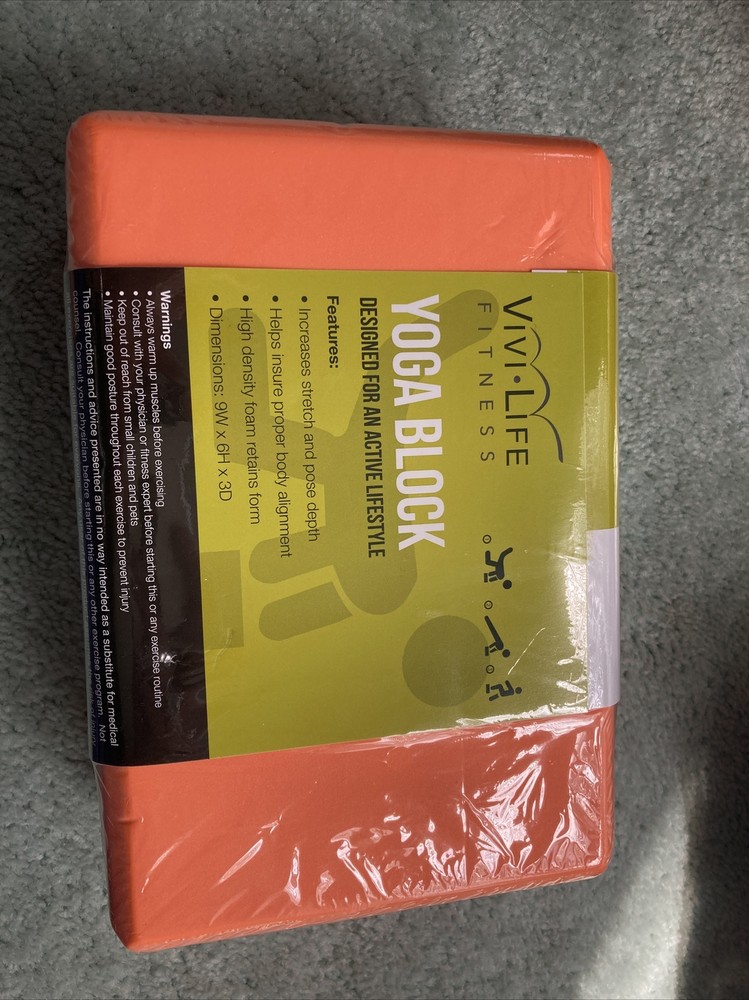 VIVI LIFE YOGA BLOCK ORANGE 9w X 6h X 3D Brand New!