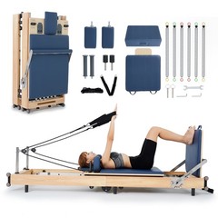 SUNYRISY Pilates Reformer Workout with Reformer Box Jump Board for Studio Gym