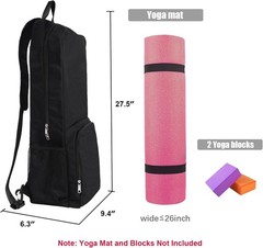 Yoga Mat Bag Carrier Side Mesh Zipper Pocket Exterior Wet Compartment Lightwe…