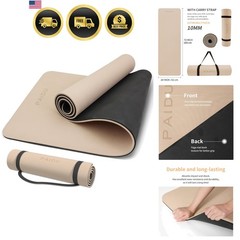 Yoga Mat Non Slip Anti-tear,extra thick-2/5 inch（10MM）High Resiliency Profess…