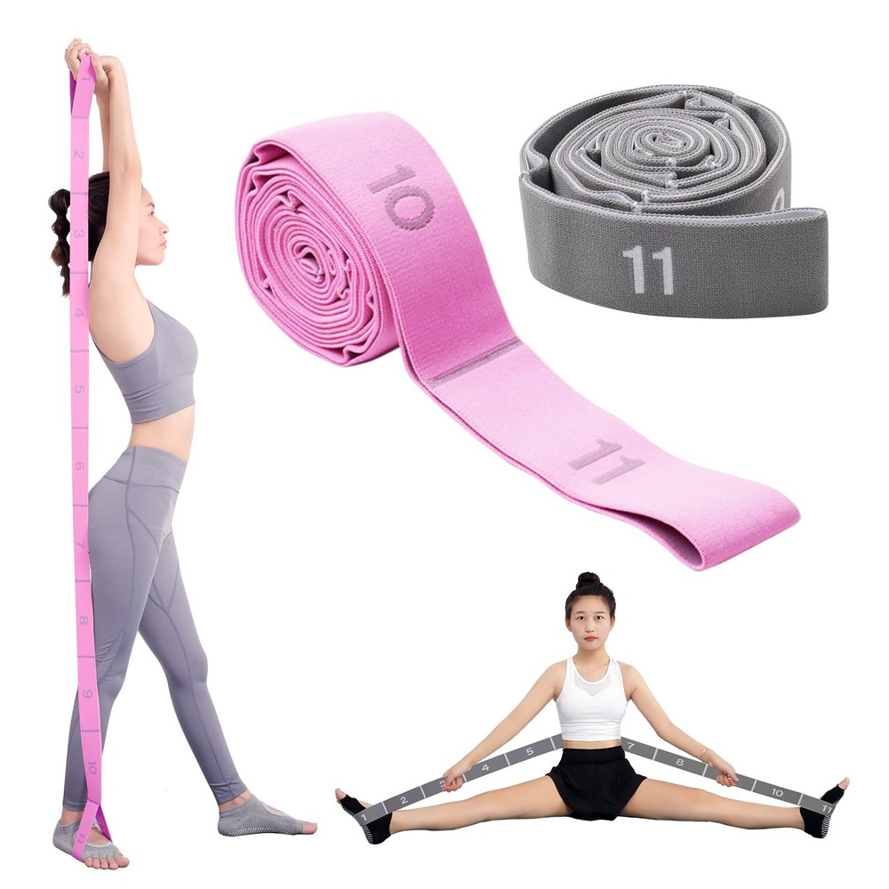 2-Pack Yoga Straps with 11 Loops – Adjustable Elastic Stretching Bands for Pi…