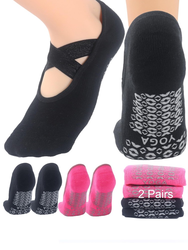Yoga Socks for Women Non Slip Grip Ballet Dance Home Training Pilates Straps …