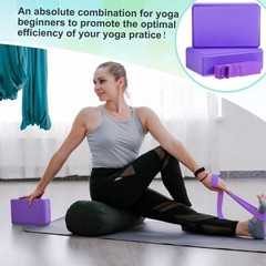 18 Pcs Yoga Block & Strap Set – 12 EVA Foam Blocks + 6 Adjustable Straps for Pil