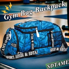 Gym Duffle Bag Backpack with Shoe Compartment,4 ways Travel Backpack for Blue