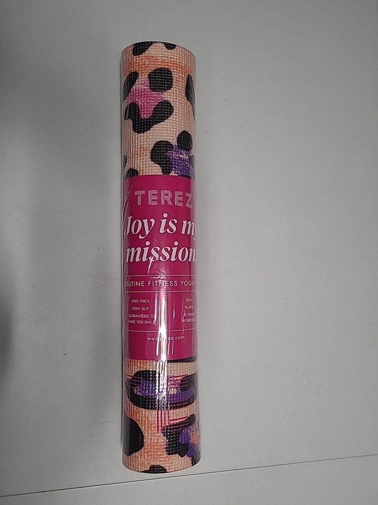Terez Yoga Pilates Mat Painted Cheetah 5mm Thick Non Slip Multicolor 24”x64”